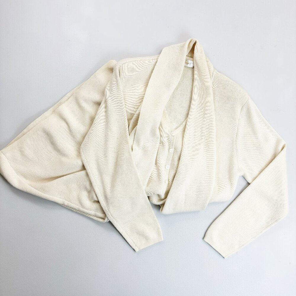 APART VTG Merino Wool Sweater Dress Medium Built-In Cardigan Minimal Rich Girl
